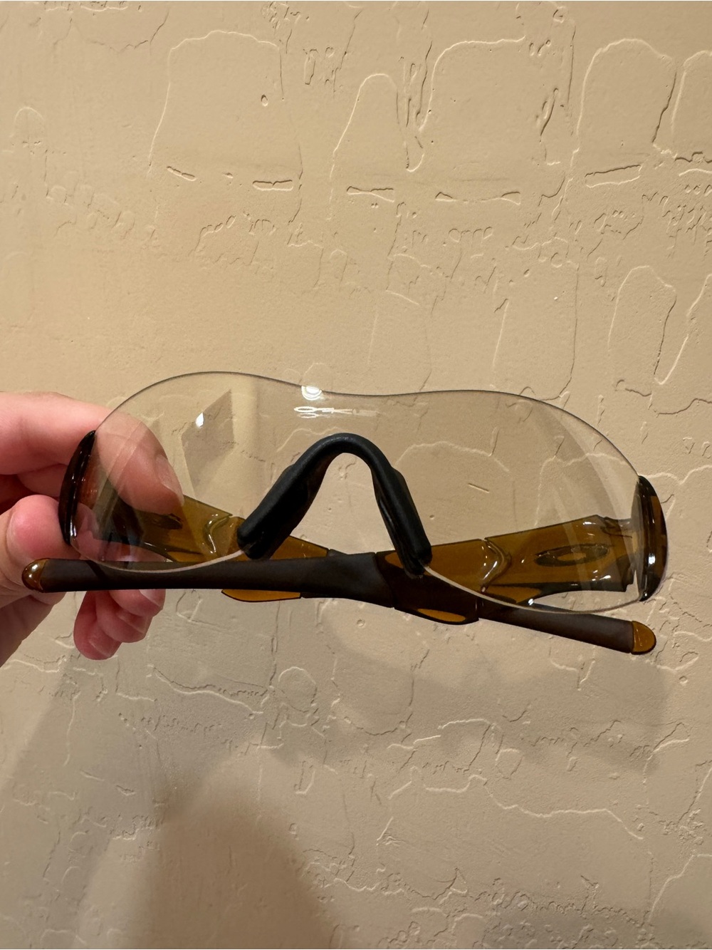 Vintage Oakley Zero Sunglasses Clear Lens Root Beer Amber Y2K Made in USA